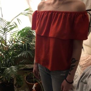 Off the shoulder orange blouse